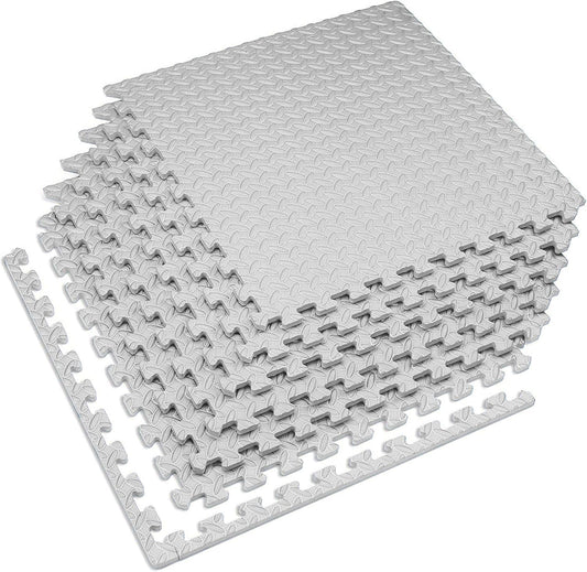 1/2 Inch Interlocking EVA Foam Personal Fitness Mat, Diamond Plate Exercise Mats for Indoor Workout, 24 in X 24 In